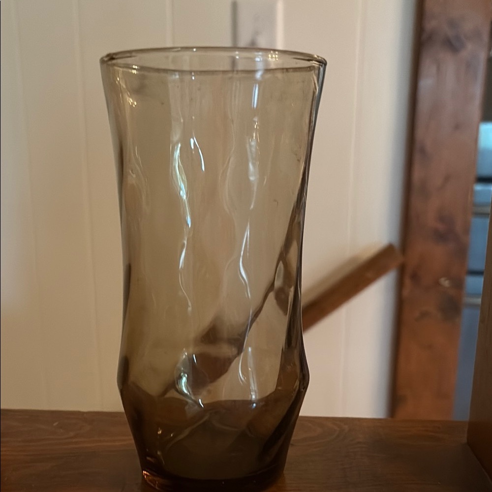 Elegant 1970 optic swirl Brown Glass